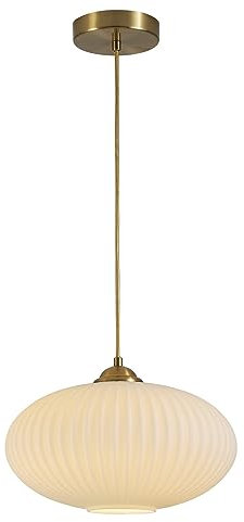 KCO Lighting Mid Century Moderne Goldkugel Pendelleuchte Gebürstetes Messing Weiß Opalglas Pendelleuchte Antik Bauernhaus Einzelne Hängeleuchte Küche Insel Beleuchtung Leuchte