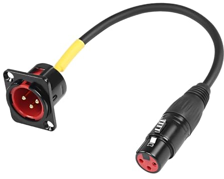 XMSJSIY Tipo D XLR Panel Montaje de 3 Pines Macho a Hembra - Adaptador Pase a Través Compatible con Micrófono - 50 cm/19,6 Pulgadas