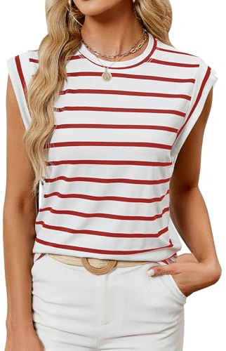 BellaDila Donna Estiva Top Canotta Canottiera Elegante Righe Shirt Blusa