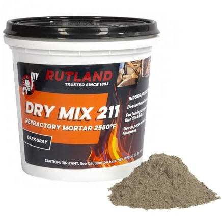 Rutland Dry Mix 211 Refractory Mortar 2.5 Pound - USA-Made High Temperature Mortar for Masonry - 2550°F Fire Cement Patch for Fireplace Brick, Fire Pit, Kiln, Forge & Pizza Oven Repair