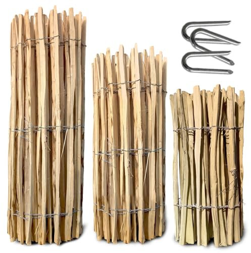Staketenzaun Gartenzaun Holzzaun Zaunlatte Zaunrolle aus Haselnussholz Ekogarden H-120cm, Abstand-3/5cm, L-5m (80 cm / 7-9 cm / 5 m)