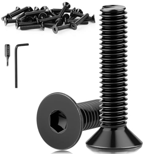 Mbsomnus 60 Pezzi Vite a Testa Svasata M3x20 mm Viti Acciaio Inox A2 V2A Viti a Testa Piatta con Esagono DIN 7991/ISO 10642 Bullone Testa a Brugola Nero Bulloni Meccanico per Mobili Garage Casa
