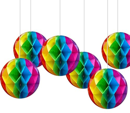 6 piezas de decoración de orgullo, bola de panal de abeja, pompones de papel, flores para fiesta temática gay LGBT, despedida de soltera, boda, cumpleaños