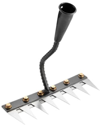 F Fityle Râteau Manuel en Acier, Rateau Bertaus, Outillage de Jardin, Râteau de Désherbage, Outil pour Mauvaises Herbes Remover, 8 Dents