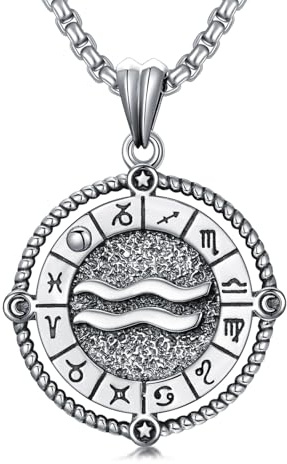 ROMANTICWORK 12 collane con segno zodiacale in argento Sterling 925, costellazione, ciondolo con segno zodiacale, collana oroscopo, regalo per uomo e donna, 56 cm, Argento sterling, Non pietra