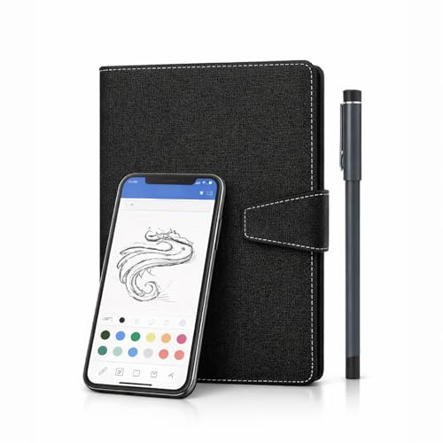 Plyisty 3 su 1 Notebook Digitale con Penna Intelligente, Sincronizzazione in Tempo Reale per la Digitalizzazione, Convertire in Testo, Memorizzare e Condividere Note di Carta (Modello di lino nero)