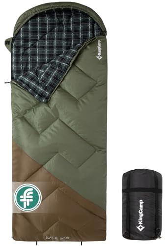 KingCamp Sacco a Pelo Invernale,4 Stagioni,Adulti XL in Flanella Cotone 230 x 90 cm,Caldo, Portatile Leggero Sacchi Pelo Campeggio all'aperto