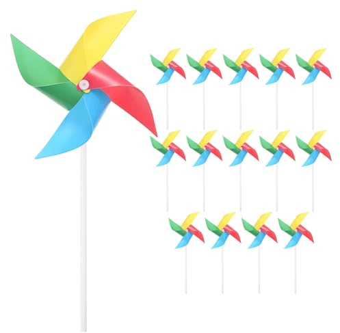 M METERXITY 15-Pack Quattro Pale Girandole Arcobaleno 7.5 Pollici Spinner Vento Plastica Per Decorazioni Feste/Giardino/Cortile giochi Spinner Vento [Multicolore]