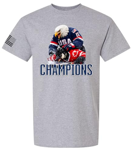 Trenz Shirt Company Men's Graphic T-Shirt - USA Hockey Eagle Dominates Canada 2026 Hockey Champions-Sports Grey-XX-Large