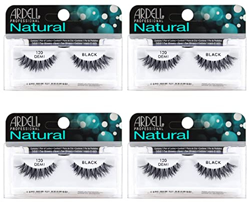 Ardell False Eyelashes 120 - Black, Natural Look Strip Lashes, Reusable - 4 Pack