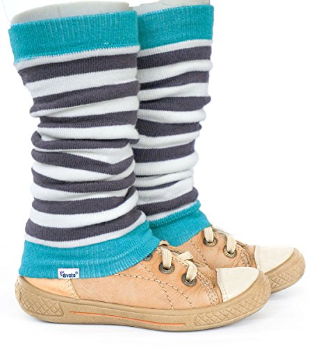 divata warme Bamboo Stulpen für Babys und Kinder (Streifen Aqua Grau) - Winterstulpen, Kinderstulpen, Babystulpen für Mädchen sowie Jungs