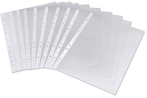 New 100 Pcs A4 Plastic Punched Punch Pockets 30-35 Micron for Folders Filing Wallets Sleeves 10-15 Sheet Capacity Everyday Use