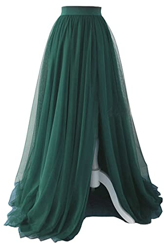 EllieHouse Adult Bride Split Long Maxi Prom Party Evening Tulle Skirt Green L