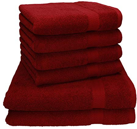 Betz Premium Handtuch-Set - 6 teiliges Handtücher-Set - 2X Duschtücher - 4X Handtücher - 50x100 cm - rubinrot