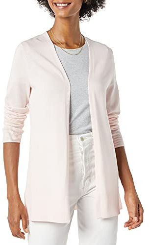 Amazon Essentials Cardigan léger Ouvert sur Le Devant pour Femme (Disponible en Grande Taille), Rose pâle, Taille XL