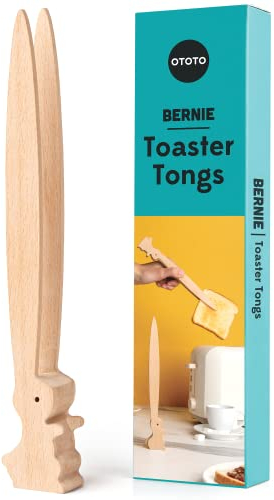 OTOTO Bernie Bunny - Pinze per tostapane, pinze per tostapane, pinze in legno multiuso per antipasti, utensili in legno e simpatici gadget da cucina