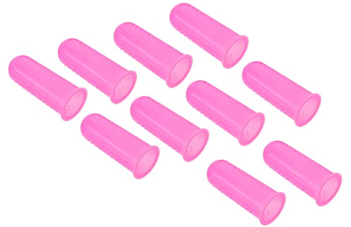 PATIKIL Fingerspetsar i 0,59 tum, 10-pack, silikon, tumskydd, fingergrepp, fingergrepp, fingergrepp, fingergrepp, fingerborg, för kontorsräkning, sortering, sömnad, rosa, liten storlek