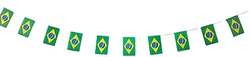 Drapeau du Brésil 40pcs Drapeau du Brésil Guirlande Brésil Guirlande Brésil 11.4M Fanions Brésil Drapeau National 14x21cm pour Décoration de Bar de Jardin (Brésil)