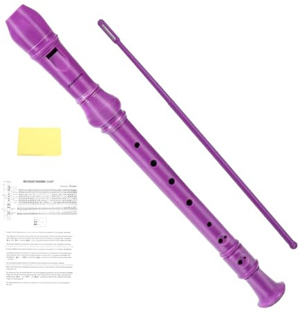 Soulmate Recorder Instrument for Kids Toddler Beginners Students German Style C Key Soprano Recorder Instrument 8 Holes 3 Piece ABS Descant Recorders with Cleaning Kit, Packing Bag (Purple)