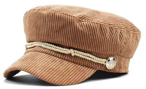 Xilery Gorra de pana suave para mujer, gorra de cabbie para cabeza de cáncer, gorra de violinista a la moda, caqui, Talla única