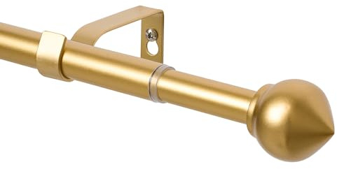 WL.Rocaille Goldene Gardinenstange mit Zwiebelkopf, verstellbare Vorhangschiene, 76 bis 200 cm (30 bis 80 Zoll), ausziehbare Metall-Einziehstange, für Wohnzimmer, Küche, Zimmer, Schlafzimmer und