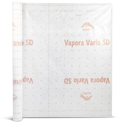 ALMO Frein à vapeur 25m x 1,5m (37,5 m²) - Film de frein à vapeur régulant l'humidité pour l'aménagement intérieur et la construction de toit - Membrane climatique facile à monter pour une housse