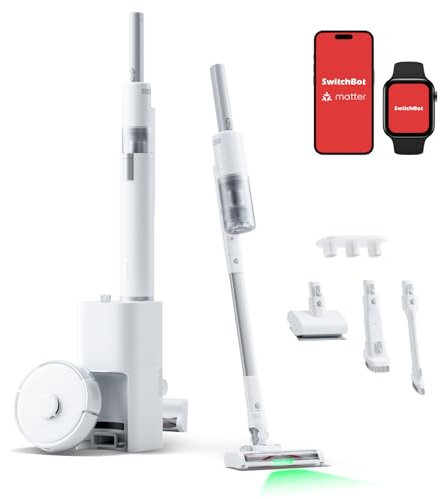 SwitchBot K10+ Pro Combo Robot Vacuum with Dual Auto-Empty Dock for 70 Days of Cleaning, Cordless Vacuum Cleaner with LED Headlights for Household Pet Hair, 45dB Ultra Quiet, Compatible with Alexa