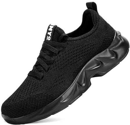 INYO Men’s Trainers Men Walking Shoes Men's Road Running Shoes Comfortable Breathable Gym Sneakers Workout Athletic Black Size 9 UK