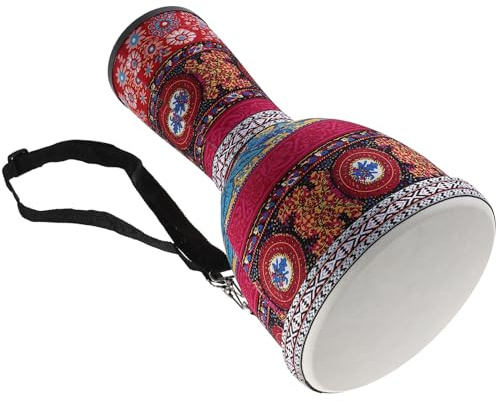 WEKAMOS Tambour Africain pour Garçon et Filles 8,5 Pouces en PVC Rouge Peau de Mouton, Tambour à Main pour Débutant, Percussion Portable Éducative Sangle, Instrument de Style Aléatoire