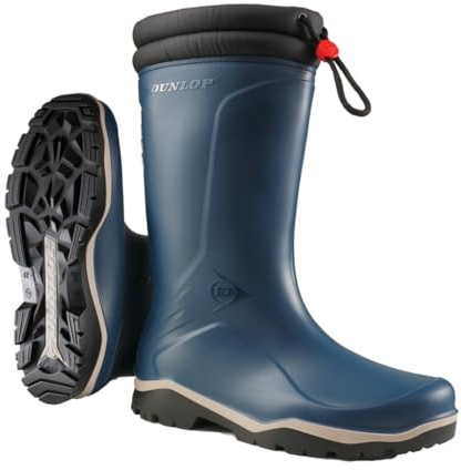 DUNLOP Blizzard Fur Lining – Botas de invierno unisex de PVC – Impermeables, aisladas y cálidas, ideales para invierno, lluvia y nieva – Azul/Negro – Tallas 37