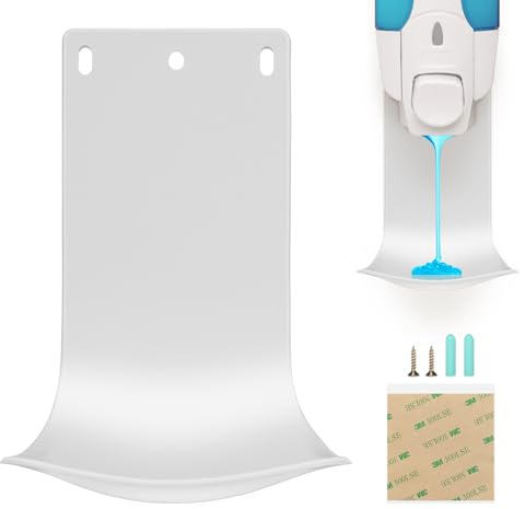 Dispenser Drip Tray Wall Mount Soap Dispenser Bracket,Laundry Detergent Drip Catcher Prevent Dripping and Spraying(White)