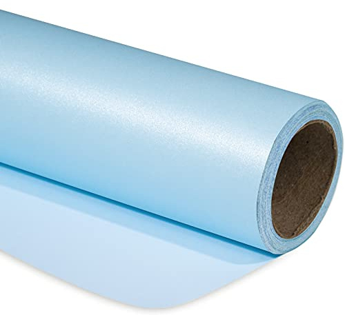 RUSPEPA Blått matt presentpapper – minirulle – enfärgad pärlliknande – lyster papper perfekt för bröllop, födelsedag, jul, babyshower – 43 cm x 10 m