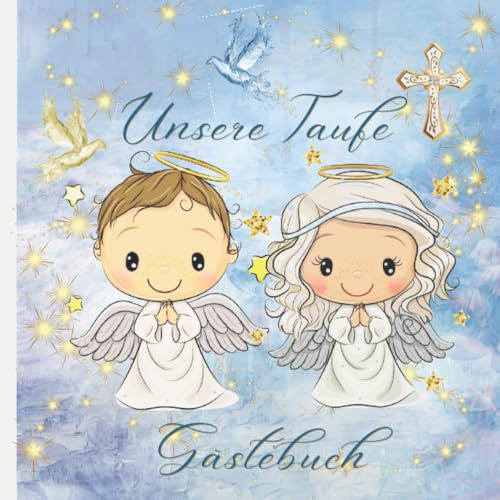 Unsere Taufe Gästebuch: Für Zwillinge ,Taufgeschenk für Mädchen und Jungen,Erinnerungsbuch für Glückwünsche,80 Seiten hübsch dekoriert,Fingerabdruck Baum,Vollfarbiges Interieur