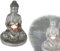 Solarlampe für Außen Garten Buddha Figur - Solarleuchte Balkon Statue - Gartenlampe Höhe 30 cm - Außenleuchte LED Stehend - Gartendeko Solar Wetterfest - inkl Pflegetuch