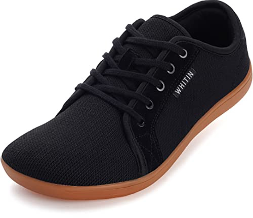 WHITIN Women's Barefoot Wide Width Toe Box Shoes Fashion Minimalist Sneakers Zero Drop Size 9 Road Running Gym Cute Training Walking Flat W81 Black 40
