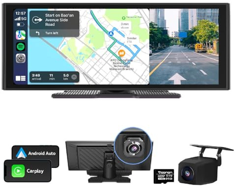 Eonon 10.26 inch Dashcam 4KFront + 1080p Backup Camera DVR Loop Recording Screen Mirroring Split-screen Bluetooth Speaker AUX Out Type-C Power CarPlay Android Auto DC7V-32V Car Stereo Dash Monitor P4