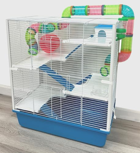 Extra Large 23 Multi-Tiers Easy Setup Hamster Palace Gerbil Habitat Mouse House Mice Home Critters Cage Complete Set of Accessories Expandable Customizable Hide House Food Bowl Running Wheel