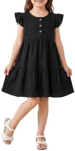 Miipat Bébé Fille Robe Volants L'été sans Manches à Dos Découvert Fille Loisirs Vêtements Plage La Fête Robes 2-7 Ans