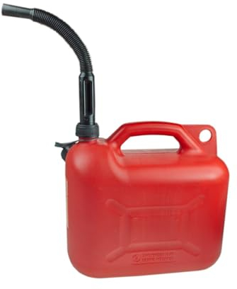 pokm toolsmarket - Benzinkanister 5 Liter, Kunststoff Kraftstoffkanister für Benzin und Diesel mit Hahn, Reservekanister mit UN-Zulassung - Rot/Schwarz