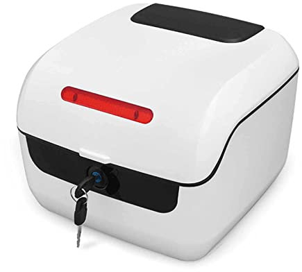 Motorbike Top Case with Soft Backrest, Lockable Helmet Storage Carrier, Motorcycle Tail Box Luggage - Moped Rear Case