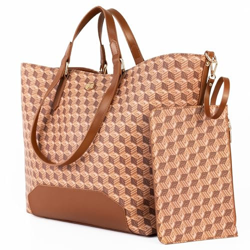 PS PETITE SIMONE Handtasche Damen Groß Shopper tasche Mit Geldbörse Große Kapazität Umhängetasche PU Leder Schultertasche Henkeltasche für Büro Schule Einkauf Arbeit