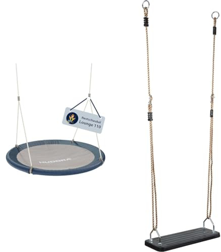 HUDORA Nestschaukel Lounge - Höhenverstellbare Nestschaukel mit 90/110cm Durchmesser & Gummibrettschaukel