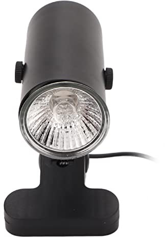 UVA UVB Reptile Light Bulb, Adjustable Full Spectrum E27 Screw Base Sunbathe Heat Lamp UK Plug 220V with Clamp for Amphibians (Black)