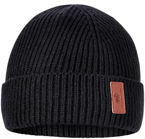 BISON DENIM Herren Strickmütze Beanie Mütze Warme Fleece Laufmütze Winddichte Wintermütze Unisex-Mütze