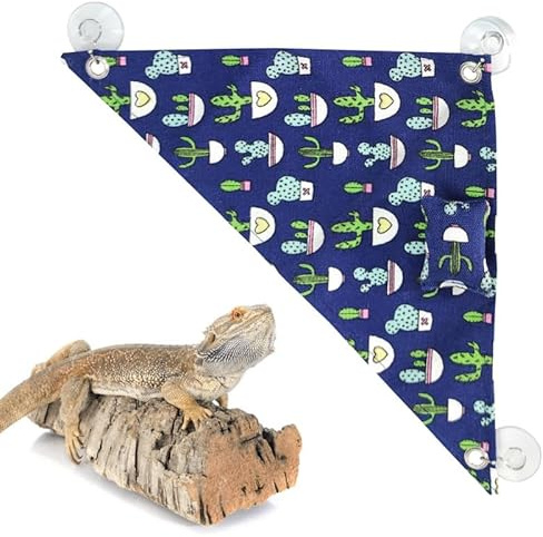 CQJ Hamac Suspendu pour Reptiles avec Oreiller, Crochets et Ventouses – pour Dragons Barbus, Geckos, Lézards et Serpents – Bleu