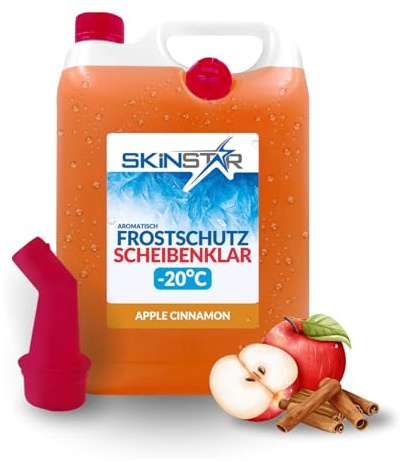 SkinStar Protezione antigelo a -20 °C con profumo, efficace detergente per parabrezza, per l'inverno, pronto all'uso, antigelo, per lavavetri, visione chiara (10 l, Apple-Cinnamon)