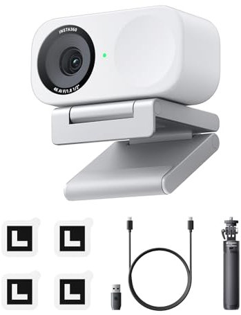 Insta360 Link 2C Stativ-Bundle Polarweiß - 4K Webcam für PC/Mac, 1/2 Sensor, Auto-Framing, HDR, Mikro mit KI-Geräuschunterdrückung, Gestestenkontrolle für Streaming, Videoanrufe, Gaming