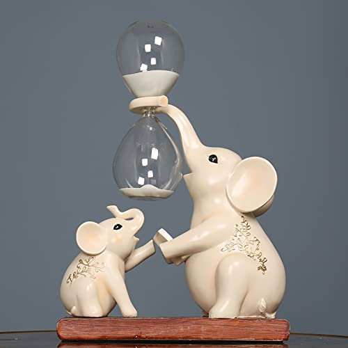Estatuas de Elefantes de Reloj de Arena de 60 Minutos, Adornos de Reloj de Arena de Escultura de Animales, Temporizador de Resina con Arena Blanca, para decoración de Bodas en el hogar, 1 Hora,