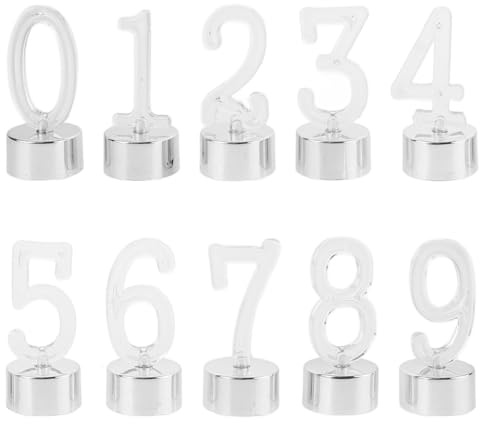 PACKOVE 10 Velas Led de Cumpleaños con Números del 0 Al 9, sin Humo, Decorativas, sin Llama, para Decorar Cumpleaños.