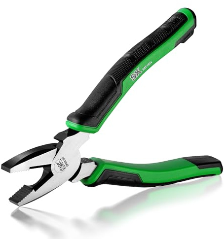 SK 7-Inch Linesman Pliers, High Carbon Steel, Ergonomic Anti-slip Handle for Comfortable Grip